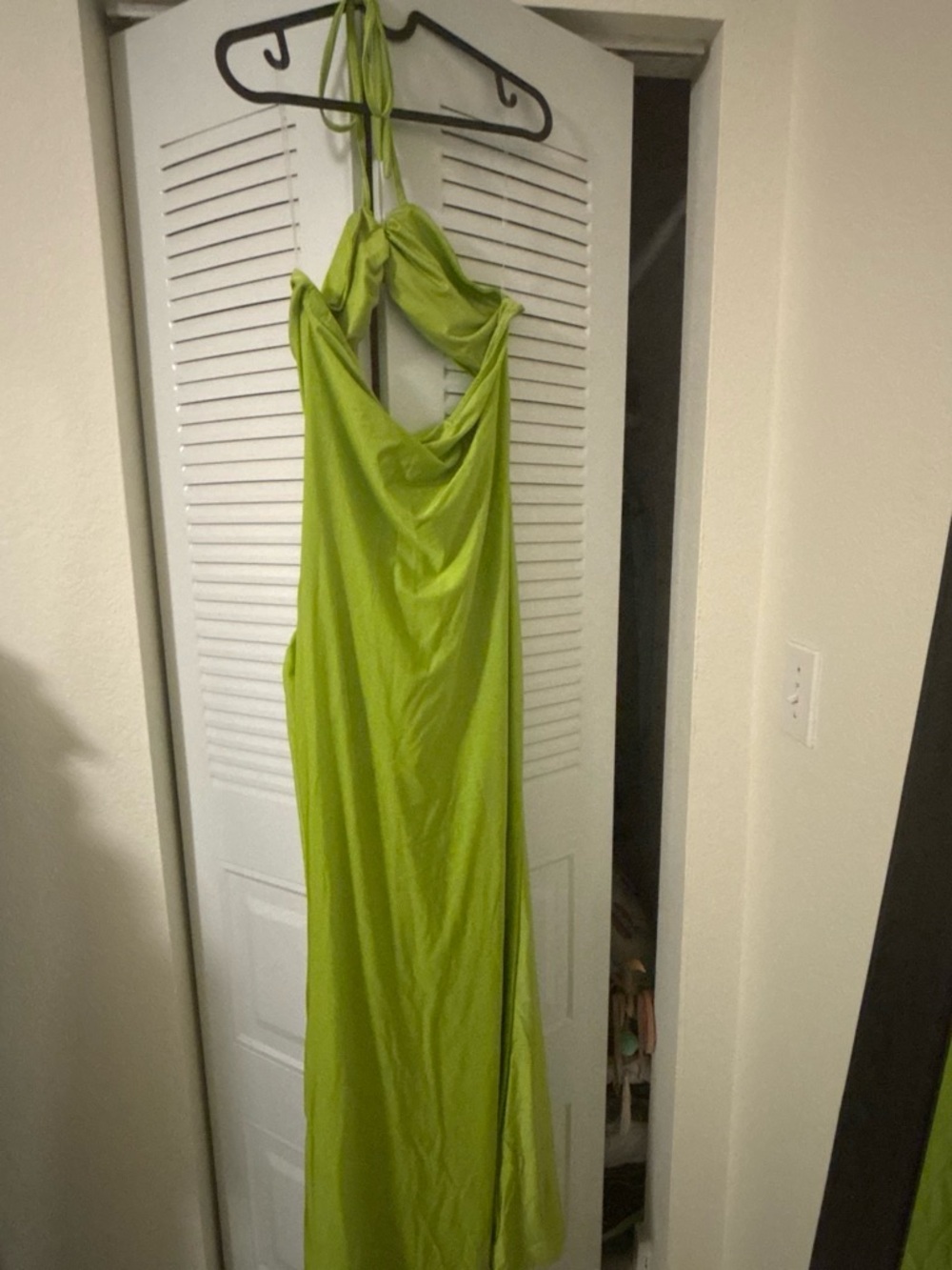Lime Green Cutout Maxi Dress with Gold Hardware - Picture 4 of 4